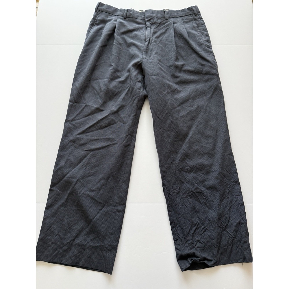 Strathmore Men Dress Pants Worsted Wool Gray Pleated Formal Wedding USA Trousers